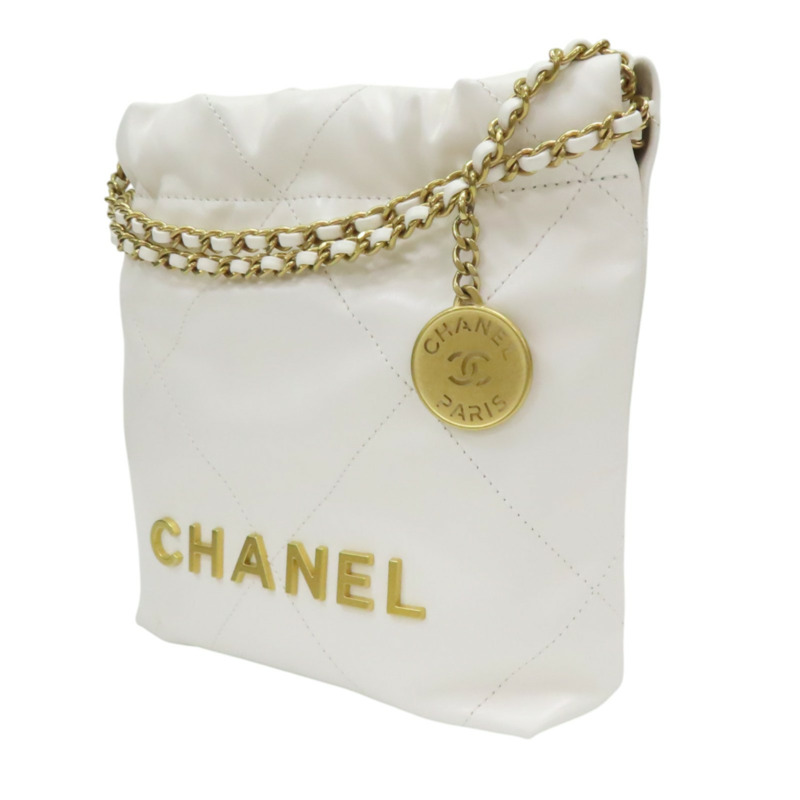 白色 菱格紋 牛皮 22 MINI 肩背包 AS3980【CHANEL 香奈兒】 AS3980-2
