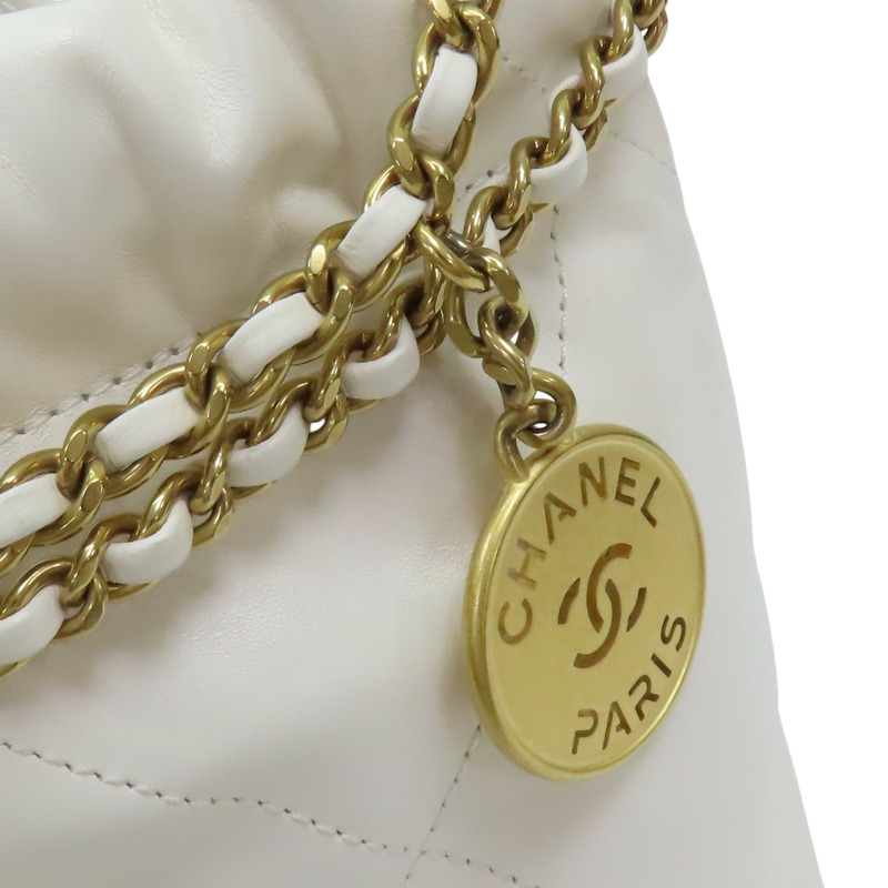 白色 菱格紋 牛皮 22 MINI 肩背包 AS3980【CHANEL 香奈兒】 AS3980-9