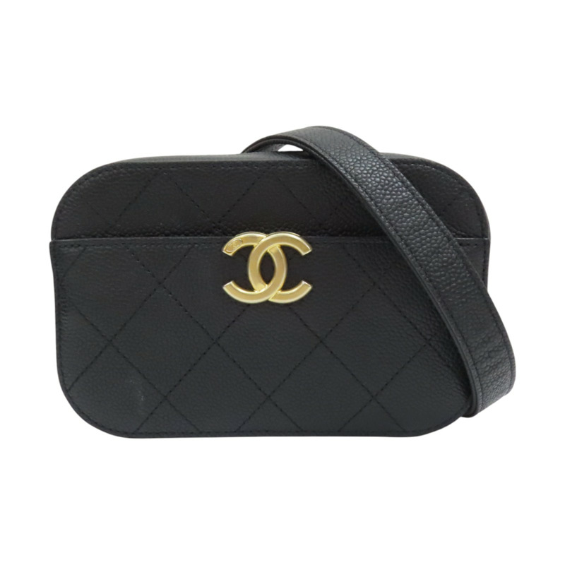 黑色 荔枝紋 牛皮  腰包【CHANEL 香奈兒】-0