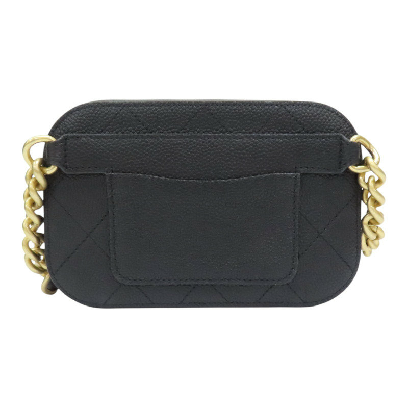 黑色 荔枝紋 牛皮  腰包【CHANEL 香奈兒】-1
