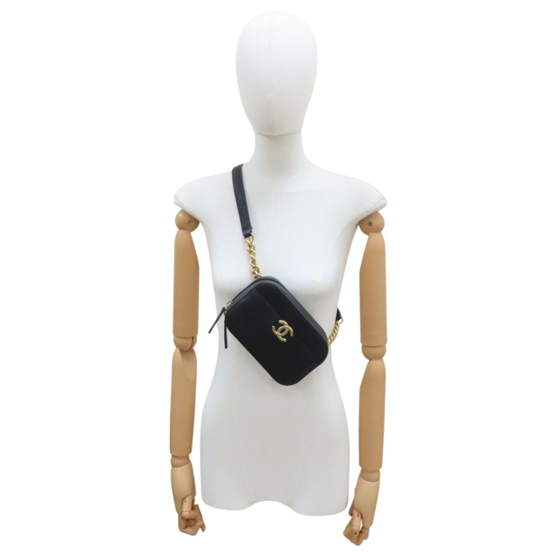 黑色 荔枝紋 牛皮  腰包【CHANEL 香奈兒】-11