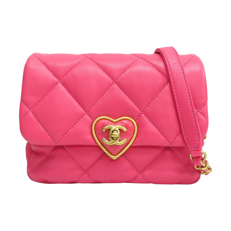 粉色羊皮 心型 肩背包【CHANEL 香奈兒】-0