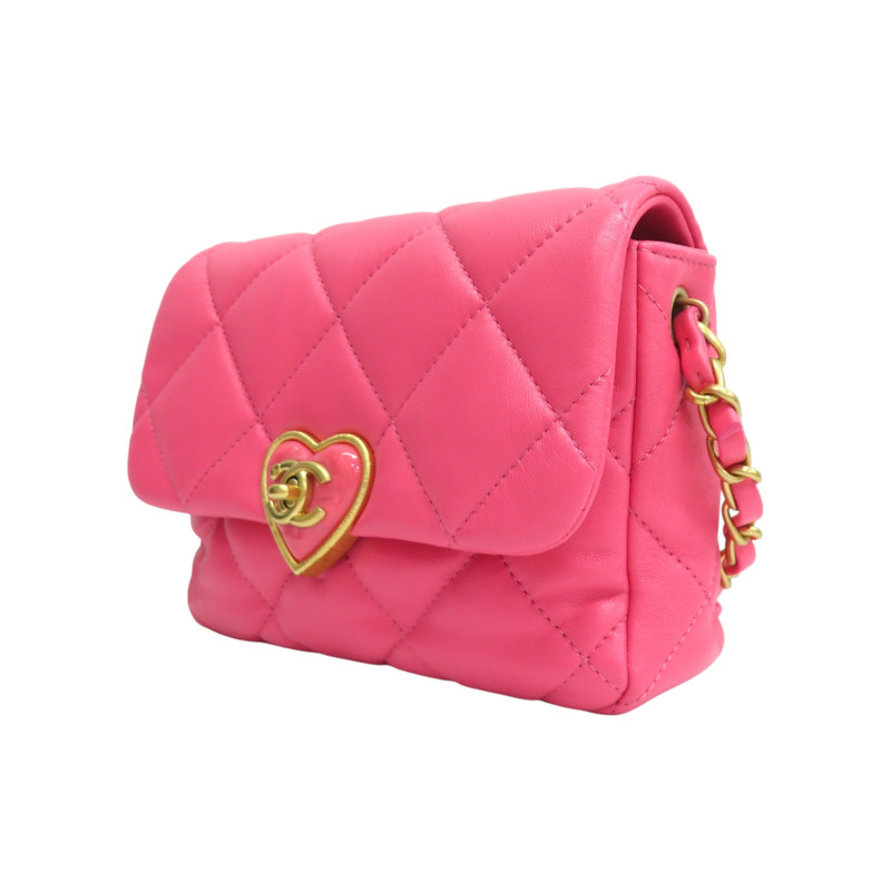 粉色羊皮 心型 肩背包【CHANEL 香奈兒】-2