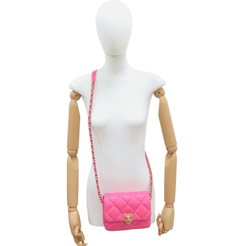粉色羊皮 心型 肩背包【CHANEL 香奈兒】-8
