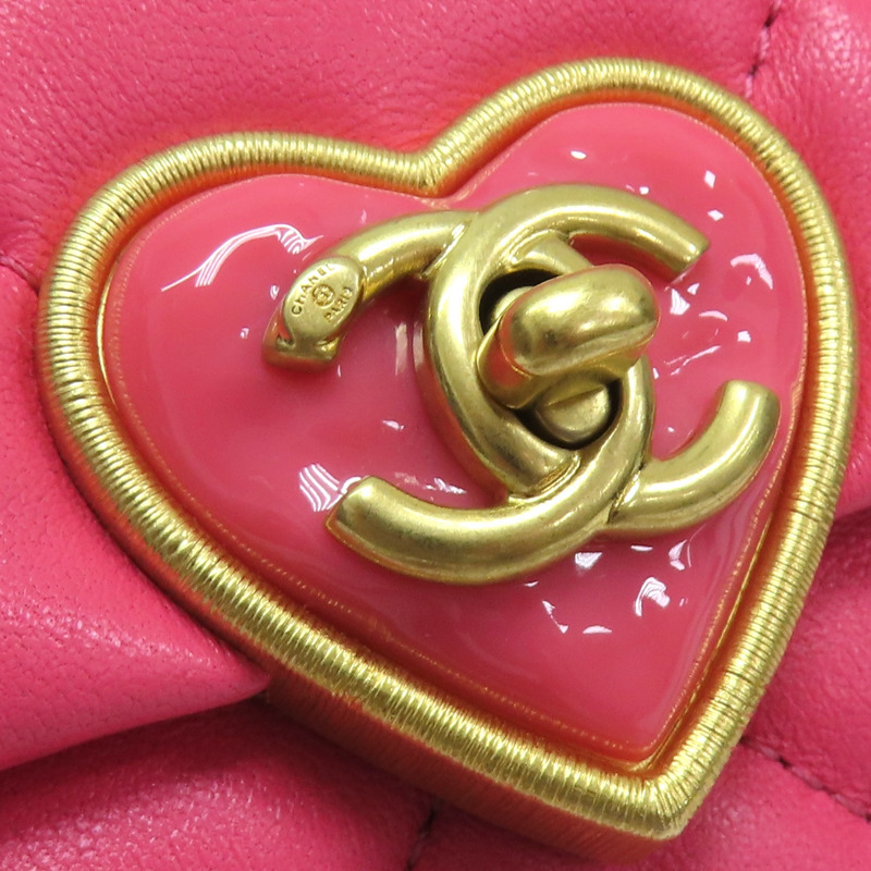 粉色羊皮 心型 肩背包【CHANEL 香奈兒】-13
