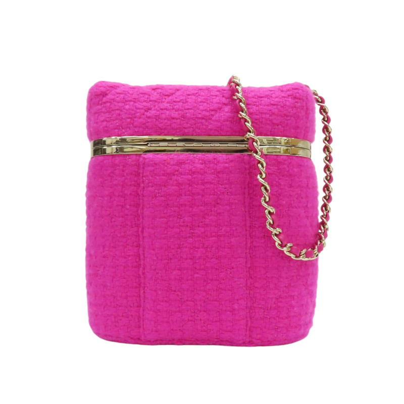 粉色 毛呢 牛皮 肩背包 金扣【CHANEL 香奈兒】-1