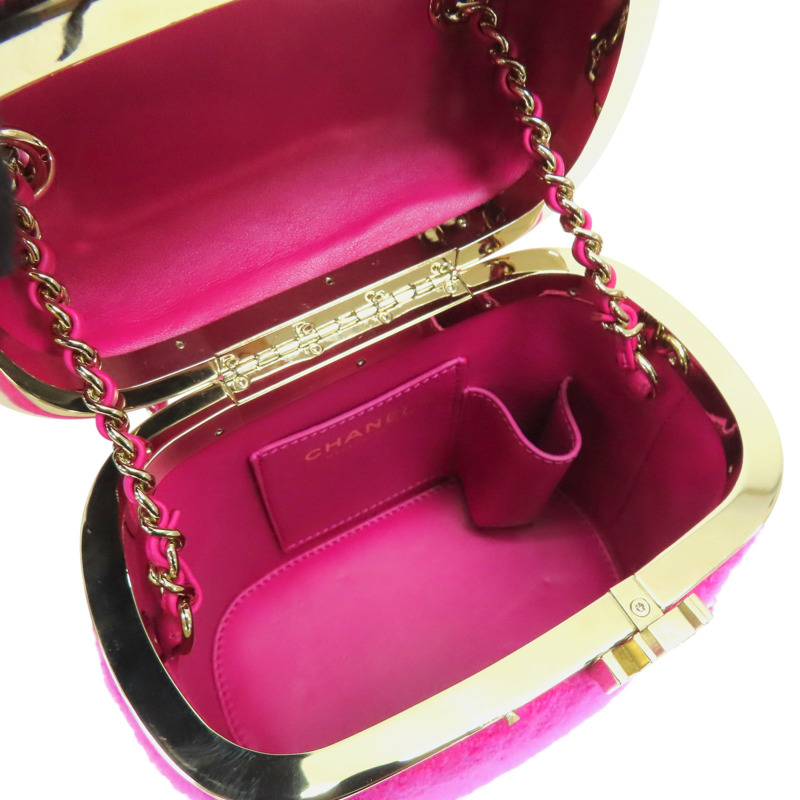 粉色 毛呢 牛皮 肩背包 金扣【CHANEL 香奈兒】-4