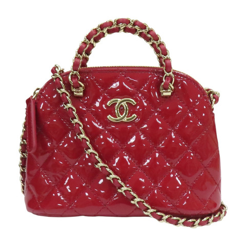 紅色 菱格紋 漆皮 Mini 肩背包【CHANEL 香奈兒】