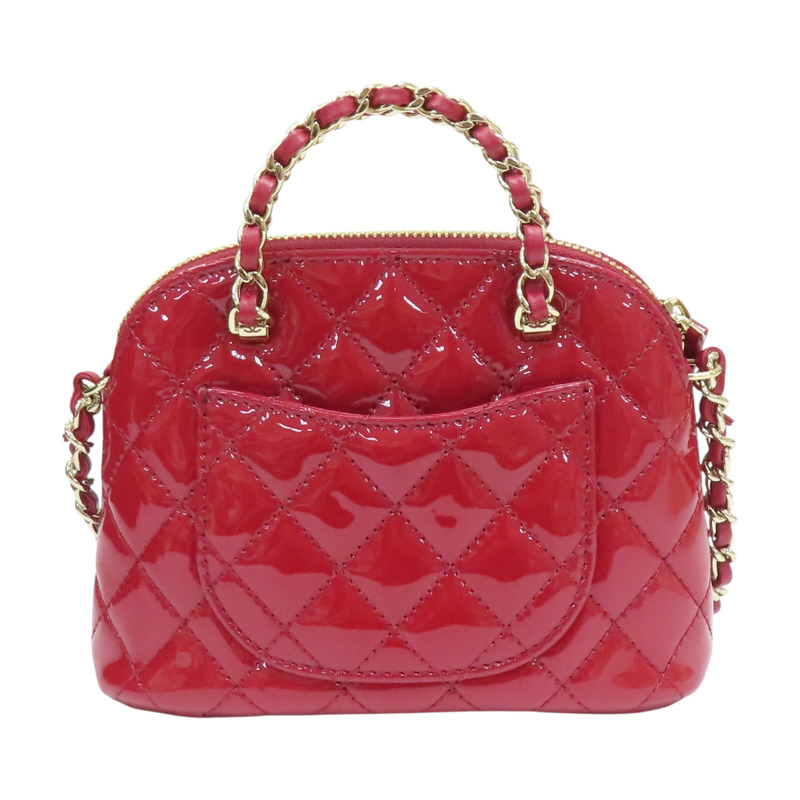 紅色 菱格紋 漆皮 Mini 肩背包【CHANEL 香奈兒】-1
