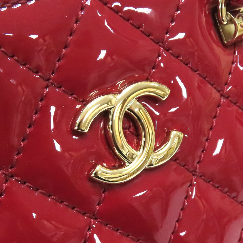 紅色 菱格紋 漆皮 Mini 肩背包【CHANEL 香奈兒】-8