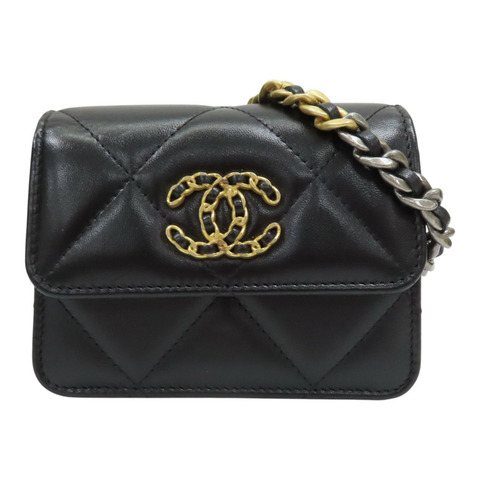 黑色 菱格紋牛皮 Mini 肩背包 【CHANEL 香奈兒】