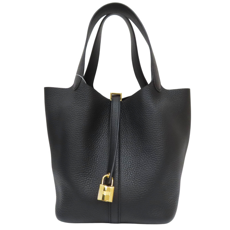 黑色 Togo牛皮 Picotin Lock 22 手提包 W刻 金扣【HERMES 愛馬仕】-0