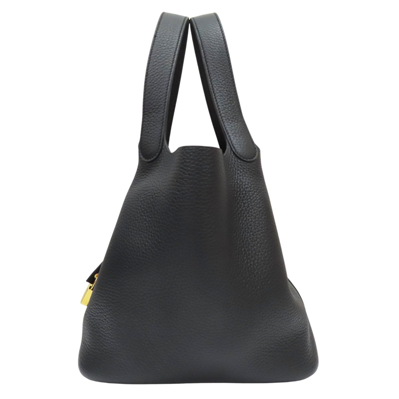 黑色 Togo牛皮 Picotin Lock 22 手提包 W刻 金扣【HERMES 愛馬仕】-1