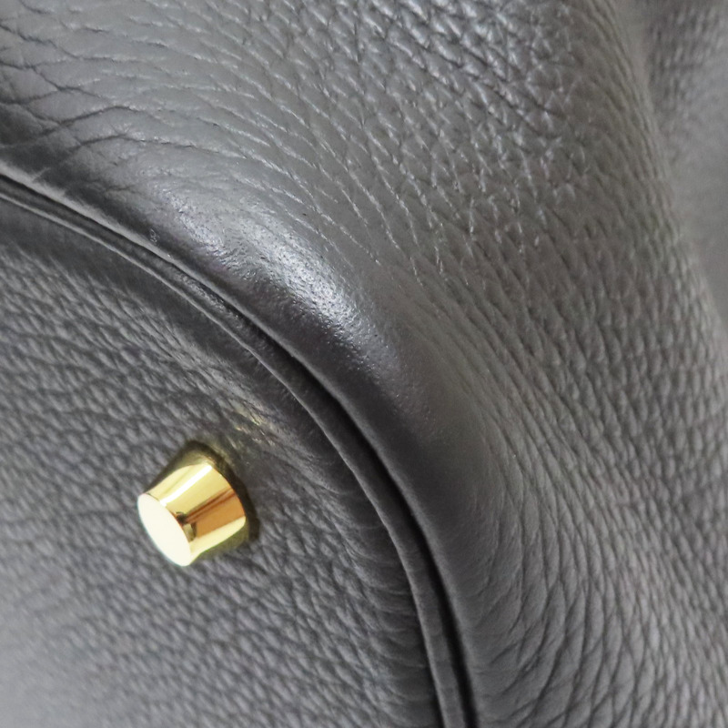 黑色 Togo牛皮 Picotin Lock 22 手提包 W刻 金扣【HERMES 愛馬仕】-9