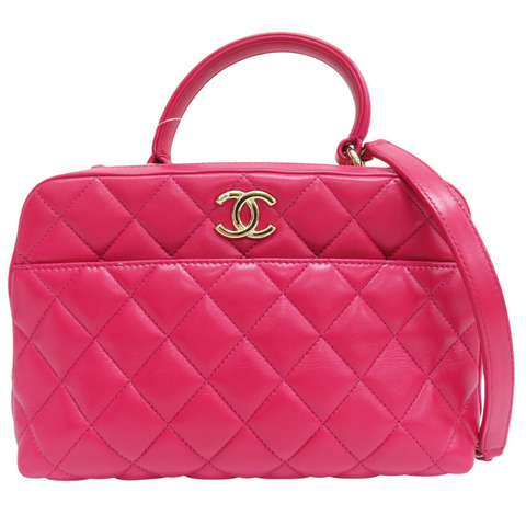 桃紅色 羊皮 Trendy CC 兩用包 金釦【CHANEL 香奈兒】 A92238