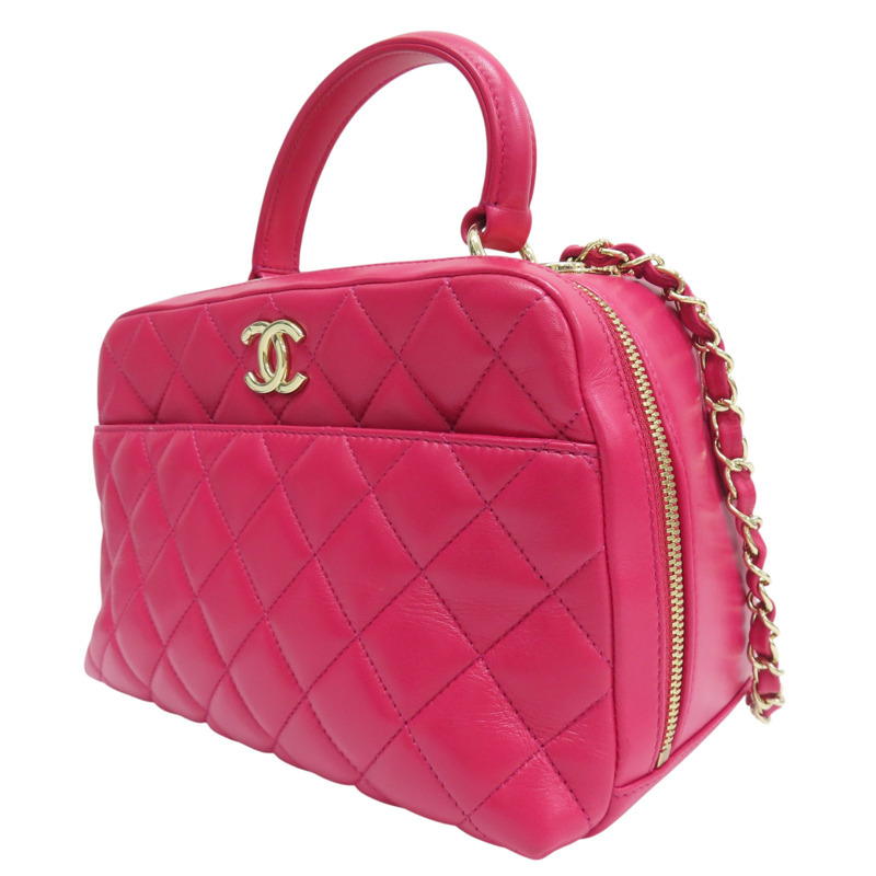 桃紅色 羊皮 Trendy CC 兩用包 金釦【CHANEL 香奈兒】 A92238-2