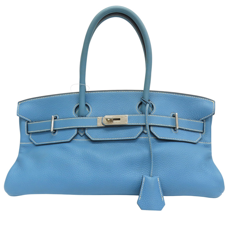 牛仔藍 牛皮 Shoulder Birkin 42 手提包 I口刻 無鎖頭【HERMES 愛馬仕】-0