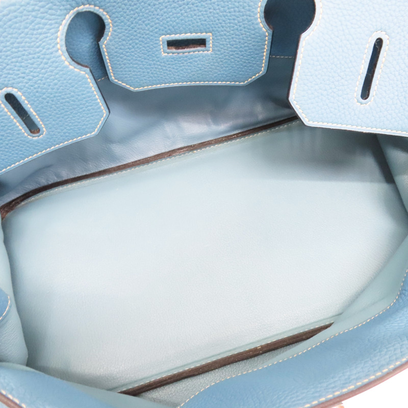 牛仔藍 牛皮 Shoulder Birkin 42 手提包 I口刻 無鎖頭【HERMES 愛馬仕】-4