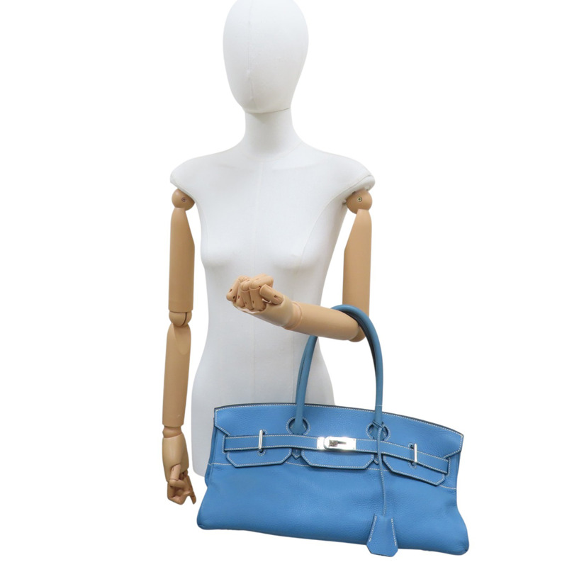 牛仔藍 牛皮 Shoulder Birkin 42 手提包 I口刻 無鎖頭【HERMES 愛馬仕】-7