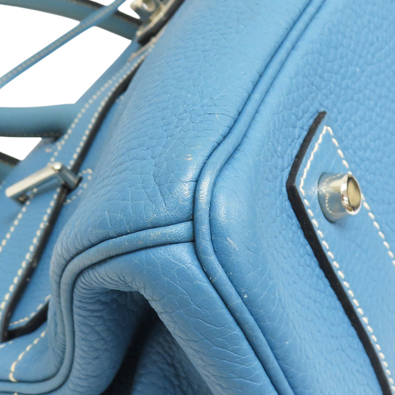 牛仔藍 牛皮 Shoulder Birkin 42 手提包 I口刻 無鎖頭【HERMES 愛馬仕】-8