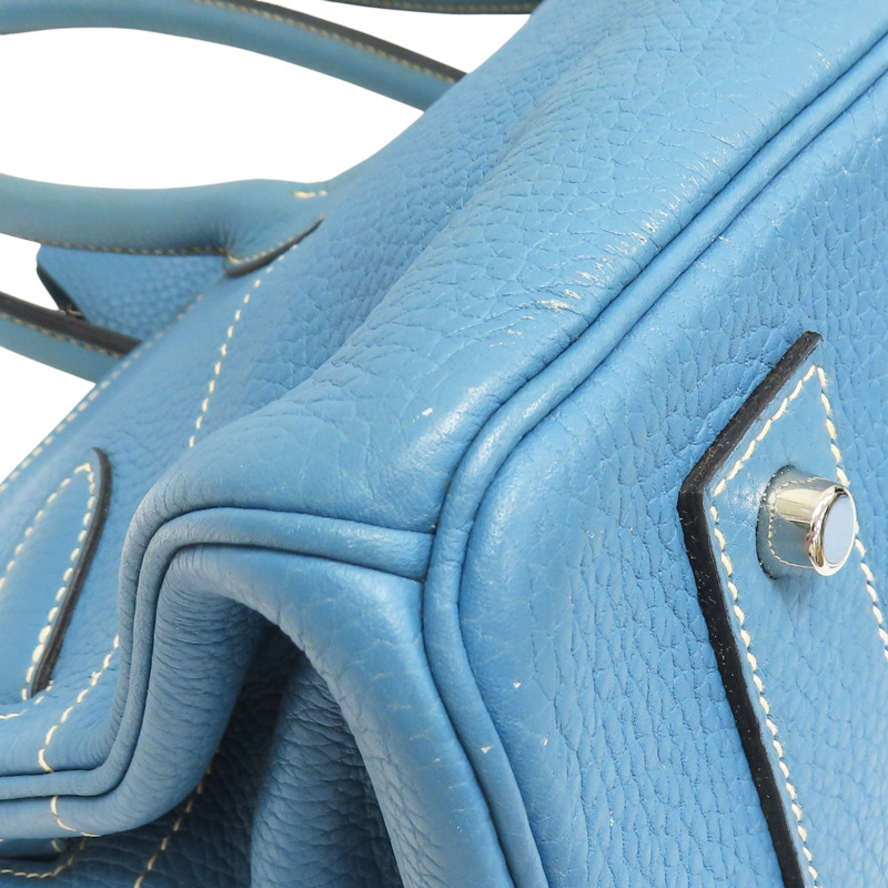 牛仔藍 牛皮 Shoulder Birkin 42 手提包 I口刻 無鎖頭【HERMES 愛馬仕】-10