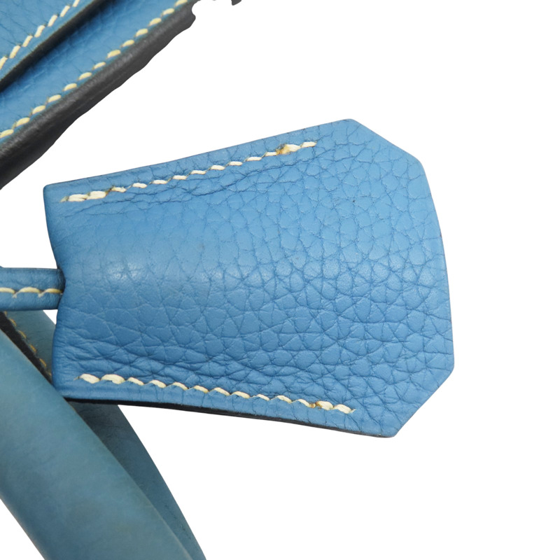 牛仔藍 牛皮 Shoulder Birkin 42 手提包 I口刻 無鎖頭【HERMES 愛馬仕】-14