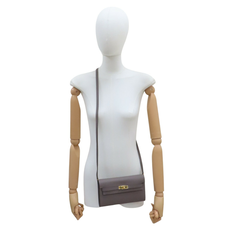 錫器灰 Epsom牛皮 Kelly To Go 肩背包 W刻 金扣【HERMES 愛馬仕】 W刻印 Etain/PHW-8