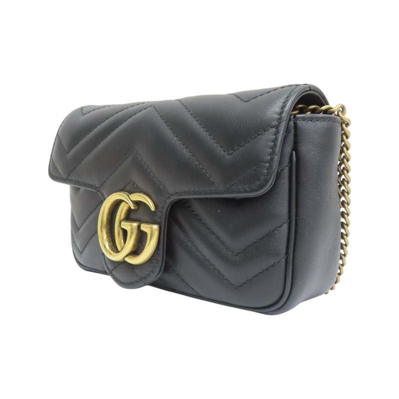 黑色牛皮 Marmont Mini Flap 肩背包 476433【GUCCI 古馳】 476433/BK-2