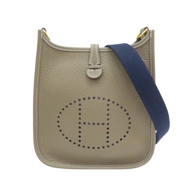 大象灰 TC牛皮 Mini Evelyne 肩背包 W刻 金扣【HERMES 愛馬仕】 W刻印/Etoupe/PHW-0