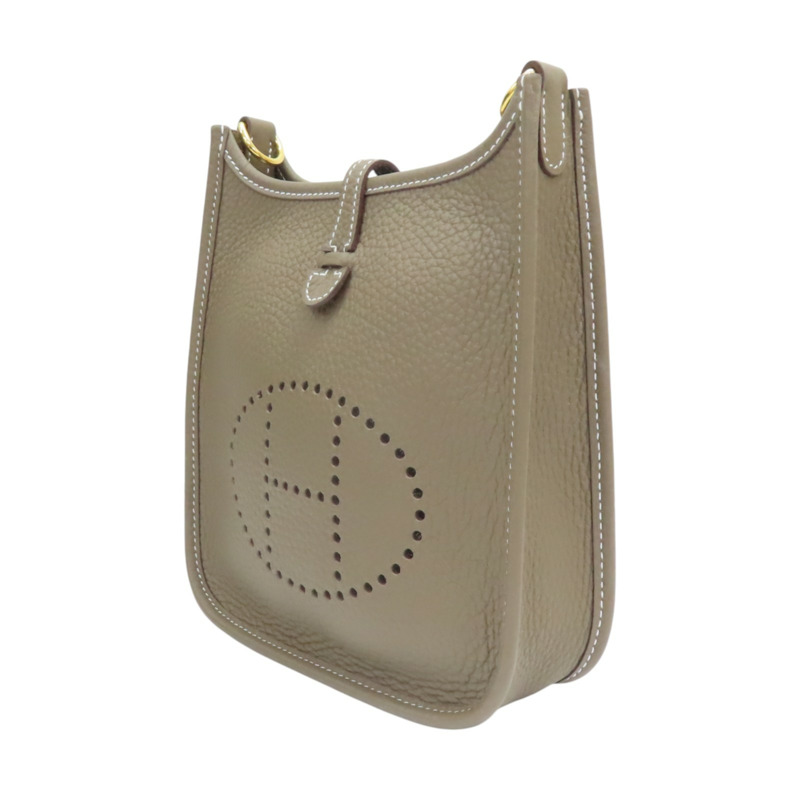 大象灰 TC牛皮 Mini Evelyne 肩背包 W刻 金扣【HERMES 愛馬仕】 W刻印/Etoupe/PHW-2