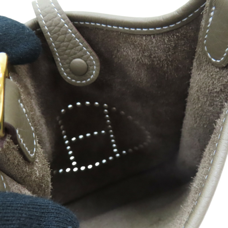 大象灰 TC牛皮 Mini Evelyne 肩背包 W刻 金扣【HERMES 愛馬仕】 W刻印/Etoupe/PHW-4