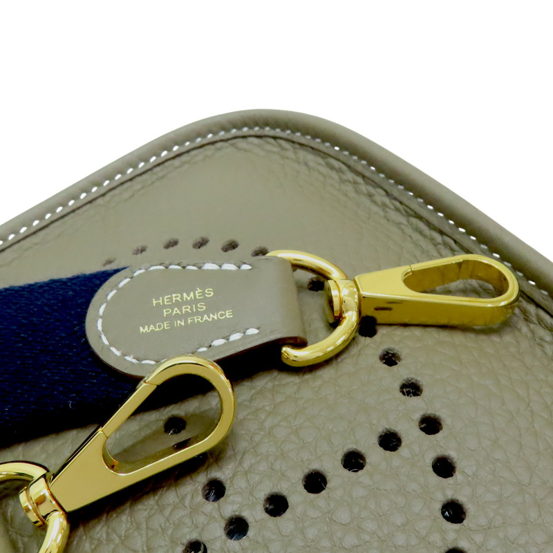 大象灰 TC牛皮 Mini Evelyne 肩背包 W刻 金扣【HERMES 愛馬仕】 W刻印/Etoupe/PHW-12