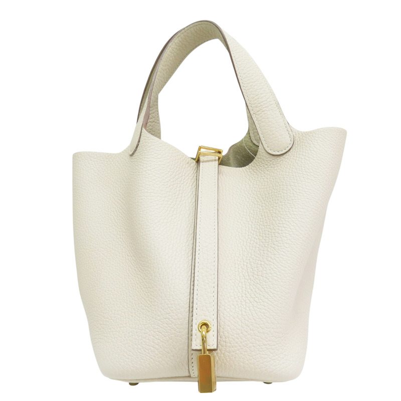 奶油白 TC牛皮 Picotin Lock 18 手提包 Y刻 金扣【HERMES 愛馬仕】 Y刻印 Nata/GHW-0