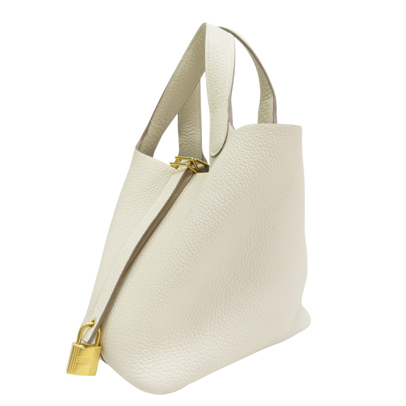 奶油白 TC牛皮 Picotin Lock 18 手提包 Y刻 金扣【HERMES 愛馬仕】 Y刻印 Nata/GHW-2