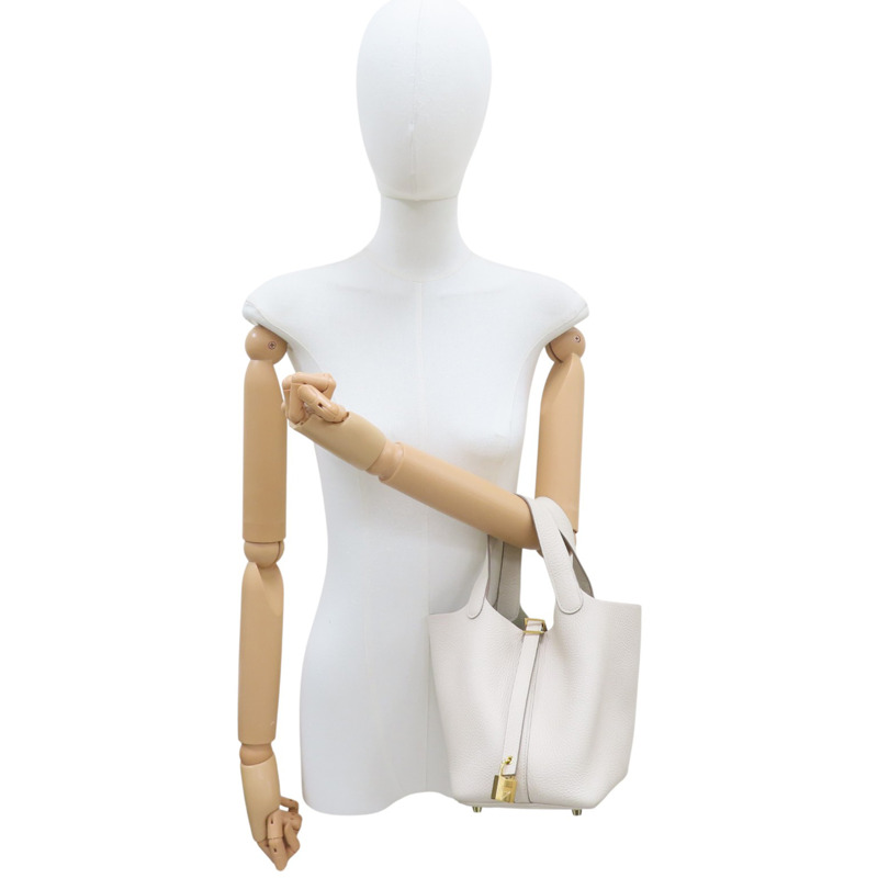 奶油白 TC牛皮 Picotin Lock 18 手提包 Y刻 金扣【HERMES 愛馬仕】 Y刻印 Nata/GHW-7