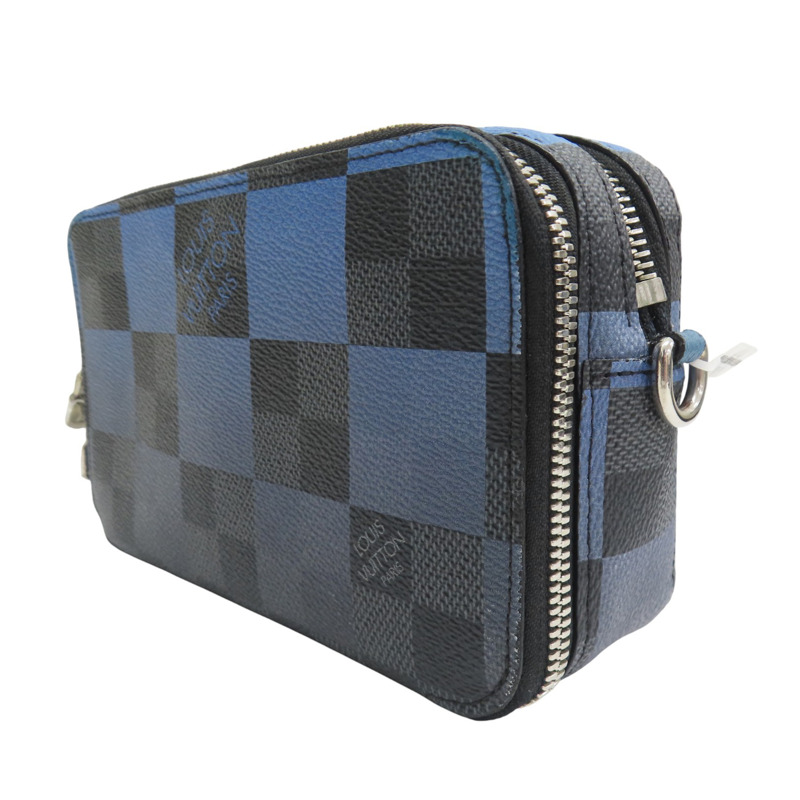 藍色 棋盤格 帆布 Alpha Wearable Wallet 肩背包【LOUIS VUITTON LV 路易威登】 N60414-2