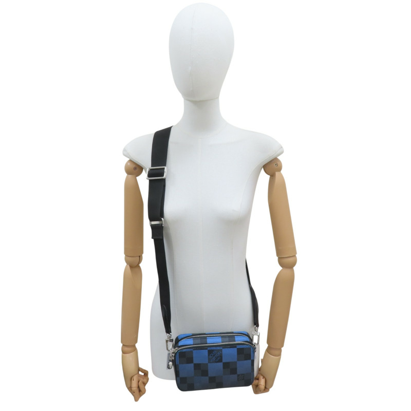 藍色 棋盤格 帆布 Alpha Wearable Wallet 肩背包【LOUIS VUITTON LV 路易威登】 N60414-7