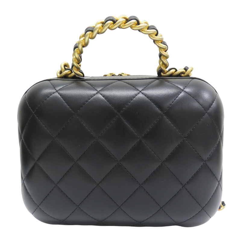 黑色 羊皮 Vanity 肩背包 金釦【CHANEL 香奈兒】 BK-1