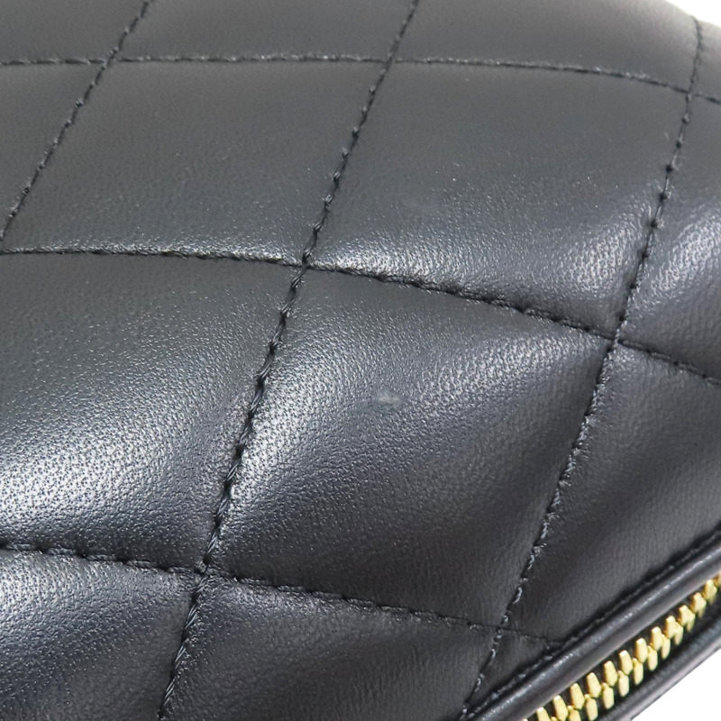 黑色 羊皮 Vanity 肩背包 金釦【CHANEL 香奈兒】 BK-13