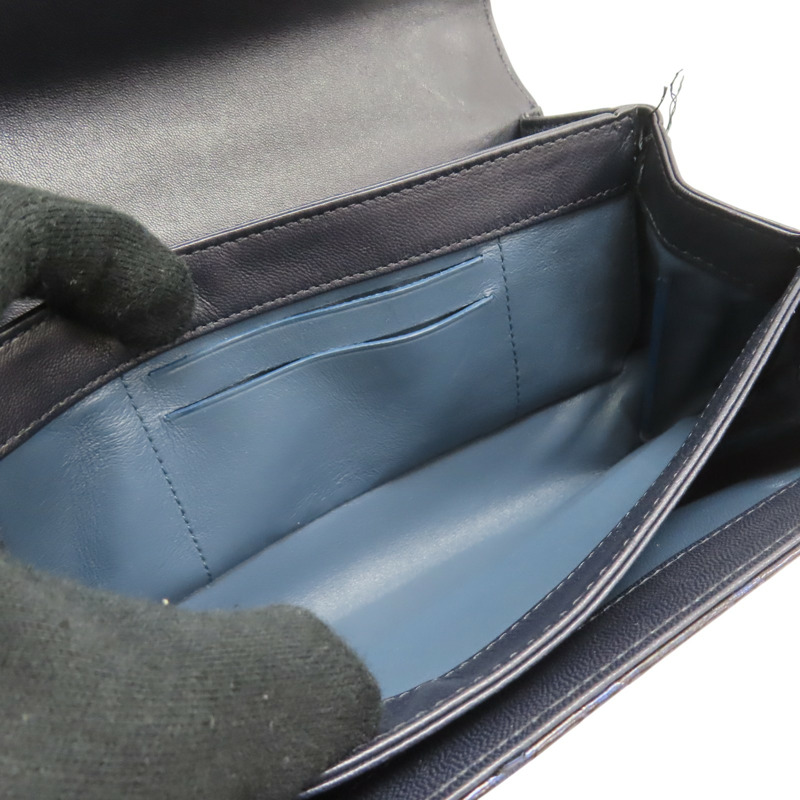 藍色 牛皮 蛇皮 兩用包 金扣【CHANEL 香奈兒】-5