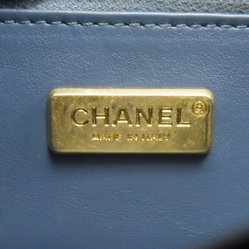 藍色 牛皮 蛇皮 兩用包 金扣【CHANEL 香奈兒】-8