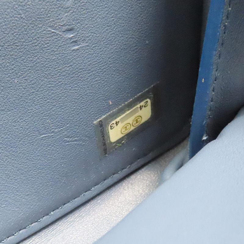 藍色 牛皮 蛇皮 兩用包 金扣【CHANEL 香奈兒】-9