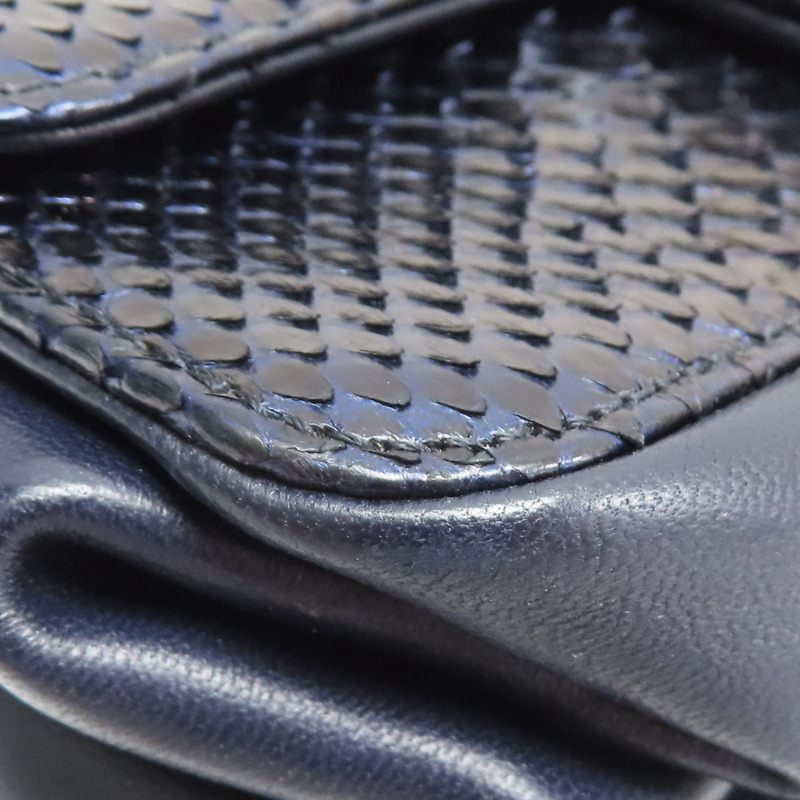 藍色 牛皮 蛇皮 兩用包 金扣【CHANEL 香奈兒】-13