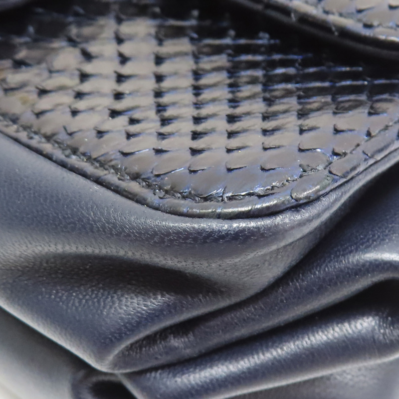 藍色 牛皮 蛇皮 兩用包 金扣【CHANEL 香奈兒】-14