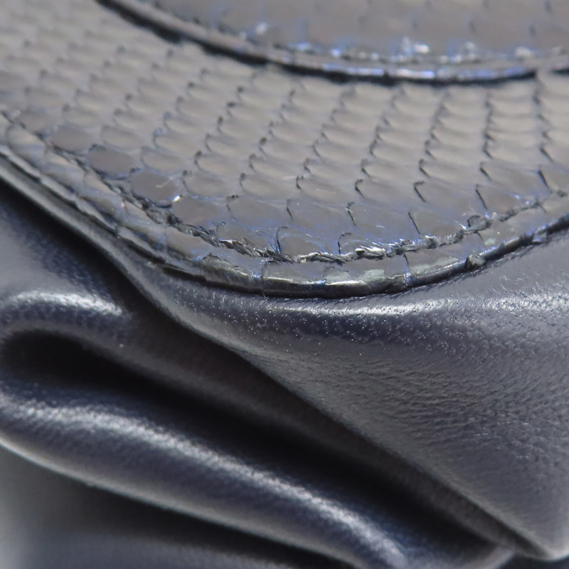 藍色 牛皮 蛇皮 兩用包 金扣【CHANEL 香奈兒】-15