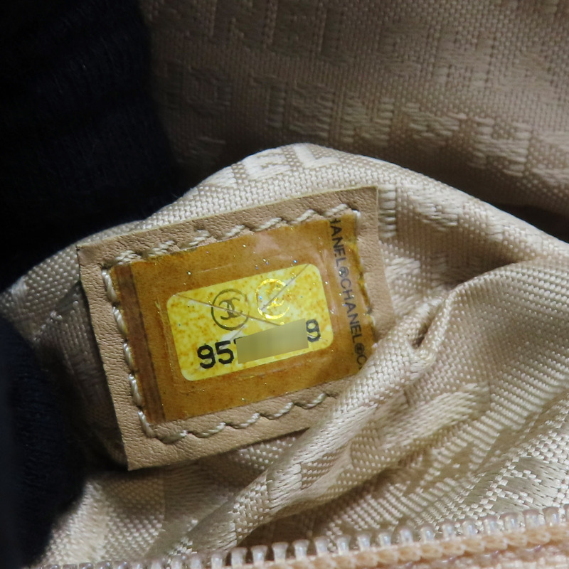 米色 縷空格紋 牛皮 手提包 銀扣 無卡【CHANEL 香奈兒】-7