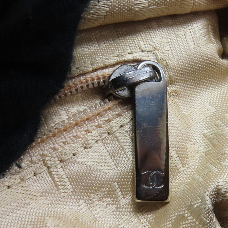 米色 縷空格紋 牛皮 手提包 銀扣 無卡【CHANEL 香奈兒】-15