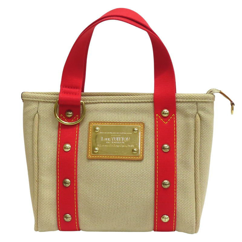 米白/紅色 帆布 Antigua Cabas PM 手提包 M40038【LOUIS VUITTON LV 路易威登】 M40038-0