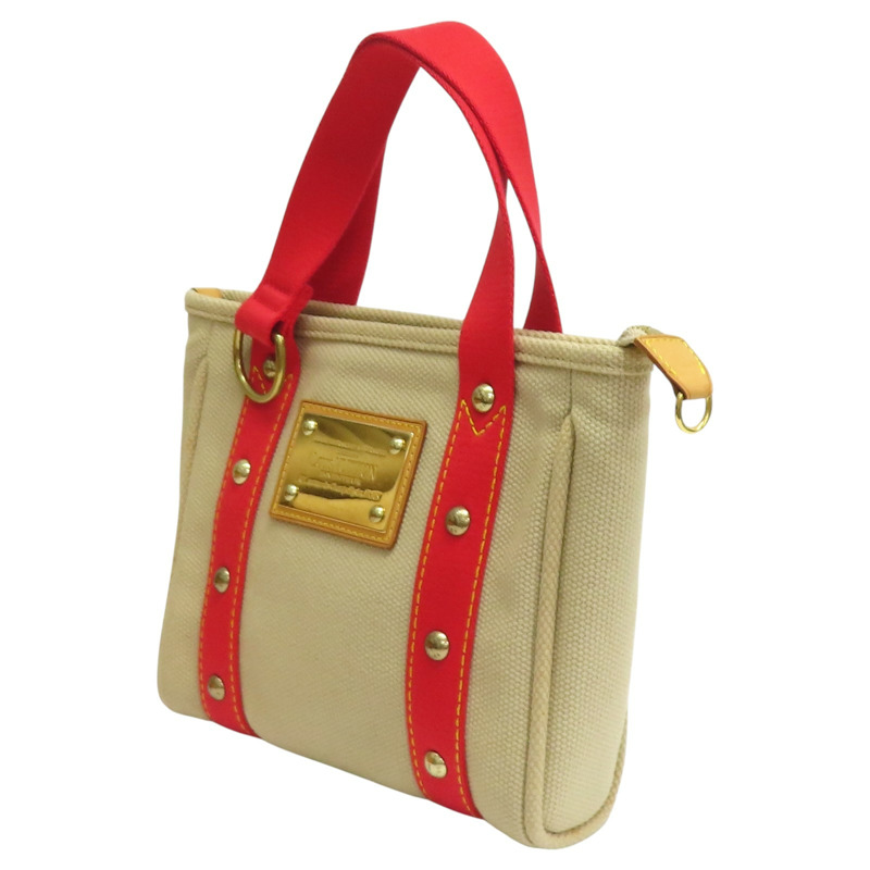 米白/紅色 帆布 Antigua Cabas PM 手提包 M40038【LOUIS VUITTON LV 路易威登】 M40038-2
