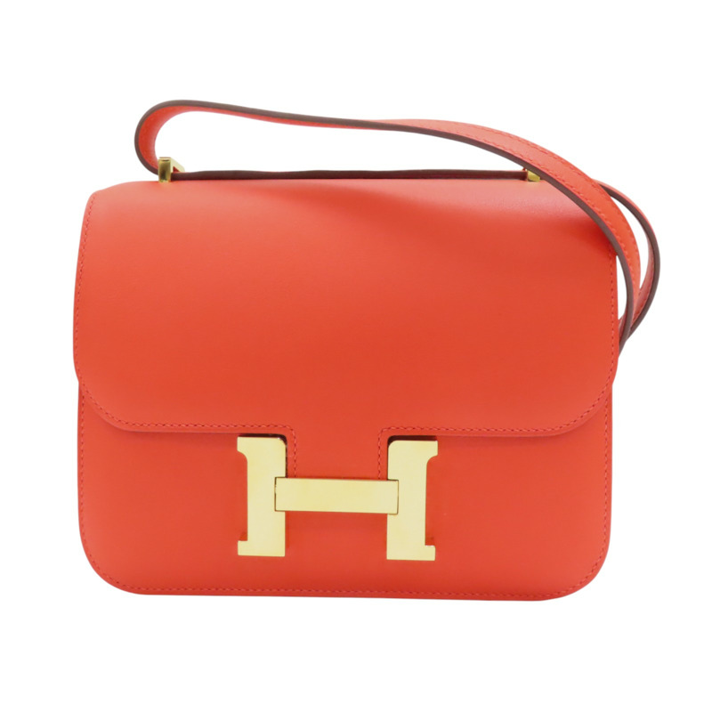紅色 Swift牛皮 CONSTANCE mini 肩背包 金扣 Z刻【HERMES 愛馬仕】 Z刻印 Feu/GHW-0